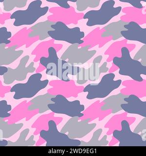 Camouflage military pattern with pink elements. Vector seamless pattern for clothing design. Stock Vector