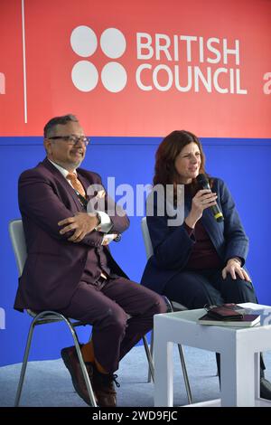 Kolkata, India. 19th Jan, 2024. Alison Barrett MBE, Director of India, British Council and Dr Debanjan Chakrabarti, Director of British Council, East and Northeast India attend the press conference at the UK Themed pavilion of 47th International Kolkata Book Fair. International Kolkata Book Fair starts on 18th of January 2024 at the Central park in Kolkata. Credit: SOPA Images Limited/Alamy Live News Stock Photo