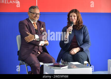 Kolkata, India. 19th Jan, 2024. Alison Barrett MBE, Director of India, British Council and Dr Debanjan Chakrabarti, Director of British Council, East and Northeast India attend the press conference at the UK Themed pavilion of 47th International Kolkata Book Fair. International Kolkata Book Fair starts on 18th of January 2024 at the Central park in Kolkata. Credit: SOPA Images Limited/Alamy Live News Stock Photo