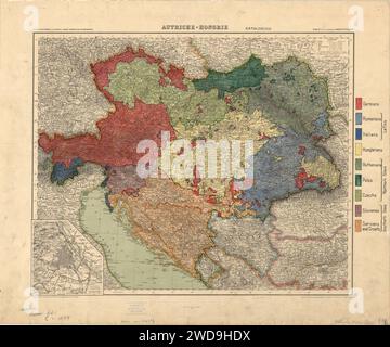 1899 ethnographic map of Austria-Hungary. Stock Photo