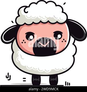 Cute Sheep Vector Illustration. Cute sheep cartoon character. Stock Vector