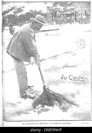 1904-12-01, Nuevo Mundo, El invierno en Madrid.—La primera nevada, Campúa. Stock Photo