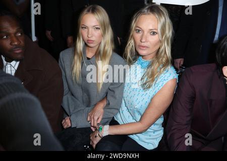 Lila Moss and Kate Moss attends Dior fashion show during the Paris