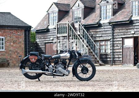 1936 Brough Superior SS80 classic British motorcycle. Wide shot Stock Photo