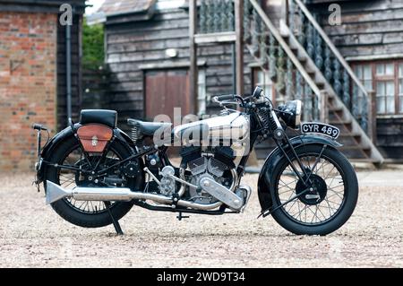 1936 Brough Superior SS80 classic British motorcycle. Stock Photo