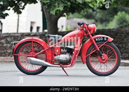 1952 BSA Bantam GPO classic British motorcycle. Right-hand side view. Stock Photo