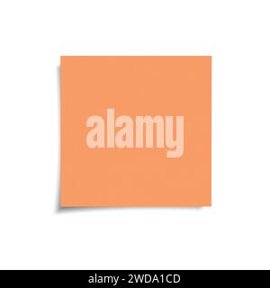 Orange color sticky note with shadow isolated on white background, front view adhesive paper with copy space Stock Photo