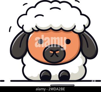 Sheep   Cute cartoon animal character vector illustration in flat design Stock Vector