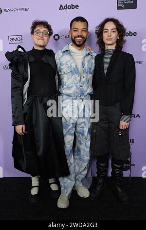 Utah. 18th Jan, 2024. Jane Shoenbrun, Justice Smith, Brigette Lundy-Paine Film Festival Premiere Screening for I SAW THE TV GLOW Premiere at the 2024 Sundance Film Festival Library Center Theatre, Park City, Utah, January 18, 2024. Credit: JA/Everett Collection/Alamy Live News Stock Photo