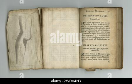 Antique medical page, information and library stamp for authorized research on medicine study, knowledge or pathology. Latin language, wisdom or Stock Photo