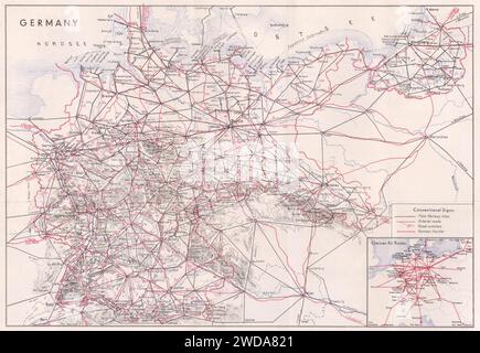 1935 transport map of Germany. Stock Photo