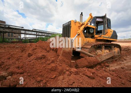 The big power heavy building bulldozer Stock Photo