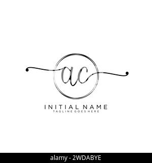 AC Initial handwriting logo with circle Stock Vector