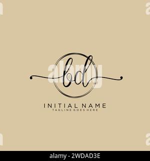 BD Initial handwriting logo with circle Stock Vector