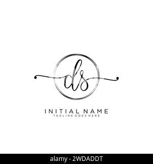 DS Initial handwriting logo with circle Stock Vector