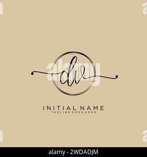 DV Initial handwriting logo with circle Stock Vector