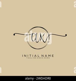 AX Initial handwriting logo with circle Stock Vector