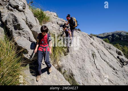 cresta del Puig de Ses Vinyes, Escorca, Mallorca, balearic islands, Spain Stock Photo