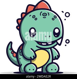 Cute Dinosaur Vector Illustration. Cartoon Dinosaur. Cute Dinosaur Stock Vector