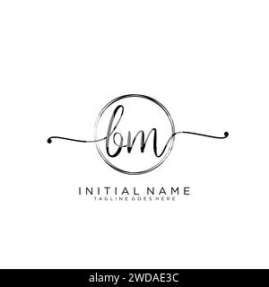 BM Initial handwriting logo with circle Stock Vector