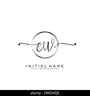 EW Initial handwriting logo with circle Stock Vector