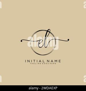 EL Initial handwriting logo with circle Stock Vector