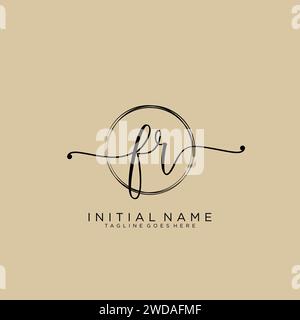 FR Initial handwriting logo with circle Stock Vector