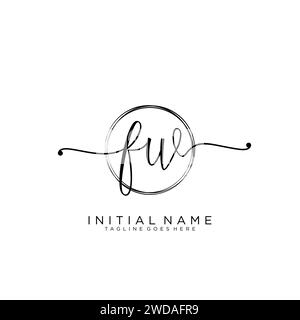 FW Initial handwriting logo with circle Stock Vector