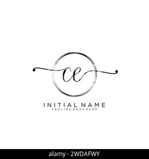 CE Initial handwriting logo with circle Stock Vector