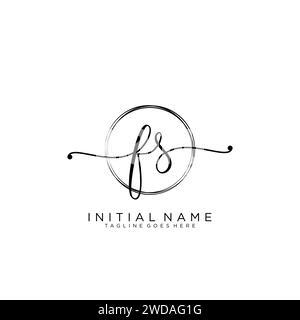 FS Initial handwriting logo with circle Stock Vector