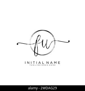 FU Initial handwriting logo with circle Stock Vector