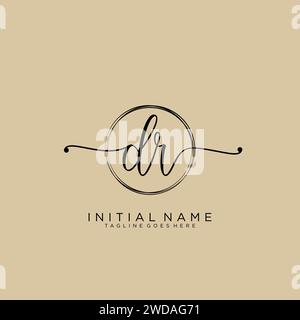 DR Initial handwriting logo with circle Stock Vector