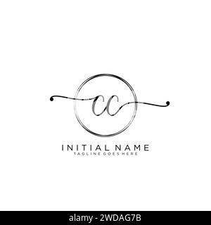 CC Initial handwriting logo with circle Stock Vector