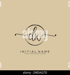 DX Initial handwriting logo with circle Stock Vector