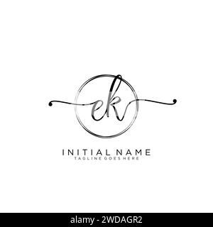 EK Initial handwriting logo with circle Stock Vector