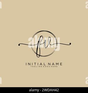 FV handwriting logo with circle template vector logo of initial ...