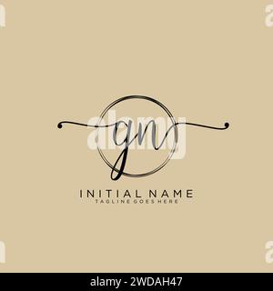 GN Initial handwriting logo with circle Stock Vector