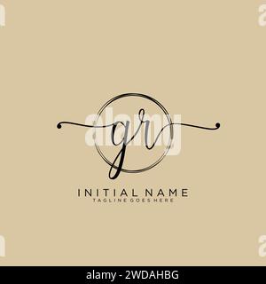 GR Initial handwriting logo with circle Stock Vector