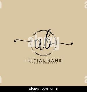 AB Initial handwriting logo with circle Stock Vector