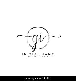 GI Initial handwriting logo with circle Stock Vector
