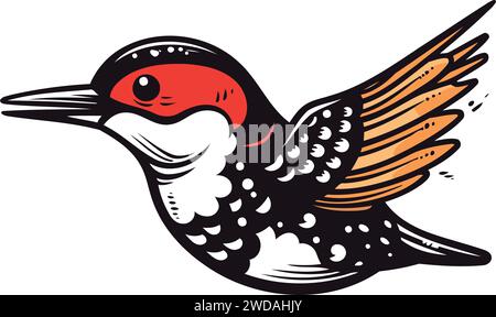 Woodpecker. Hand drawn vector illustration isolated on white background. Stock Vector