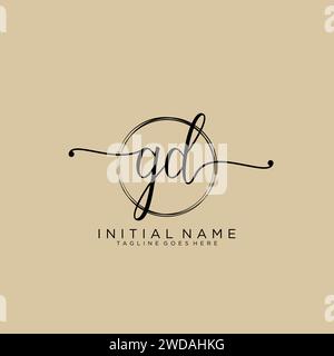 GD Initial handwriting logo with circle Stock Vector