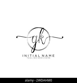 GK Initial handwriting logo with circle Stock Vector