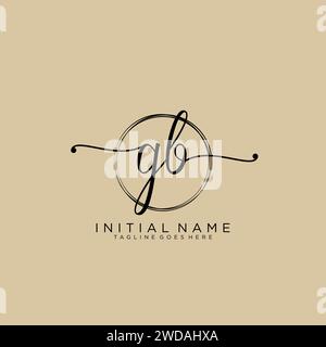 GB Initial handwriting logo with circle Stock Vector