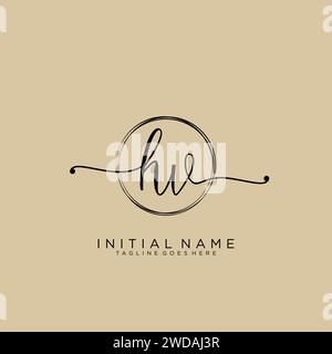 HV Initial handwriting logo with circle Stock Vector