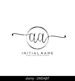 AA Initial handwriting logo with circle Stock Vector