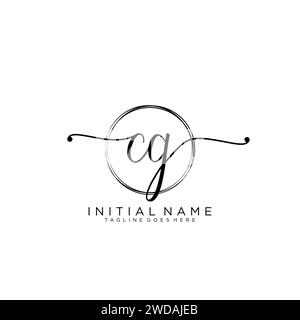 CG Initial handwriting logo with circle Stock Vector