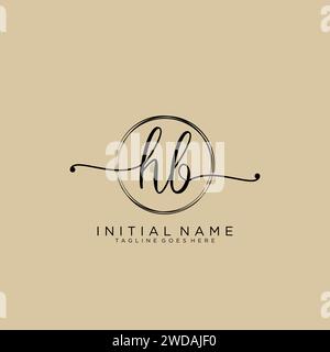 HB Initial handwriting logo with circle Stock Vector