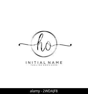 HO Initial handwriting logo with circle Stock Vector