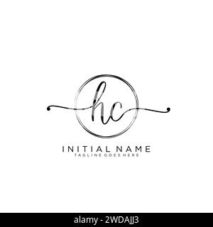HC Initial handwriting logo with circle Stock Vector